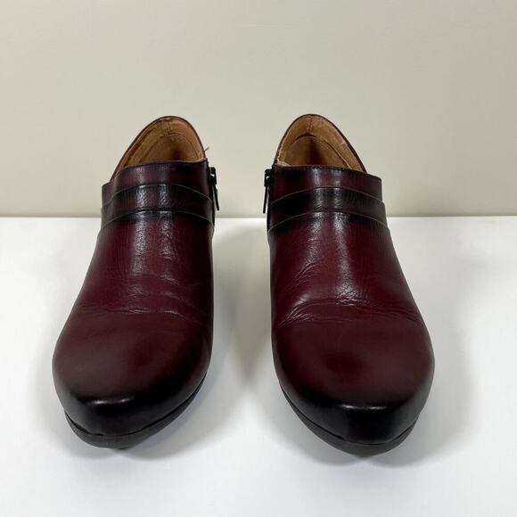 PIKOLINOS Womens 10 Burgundy Side Zip Leather Ankle Boots Stacked Heel Western - Picture 2 of 9